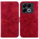 For Infinix Note 40 4G Lily Embossed Leather Phone Case(Red)