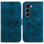 For Infinix Hot 50 5G Lily Embossed Leather Phone Case(Dark Blue)