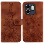 For Infinix Hot 50i / Smart 9 Lily Embossed Leather Phone Case(Brown)