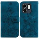 For Infinix Hot 50i / Smart 9 Lily Embossed Leather Phone Case(Dark Blue)