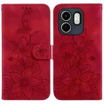 For Infinix Hot 50i / Smart 9 Lily Embossed Leather Phone Case(Red)