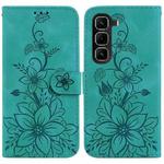 For Infinix Hot 50 Pro 4G Lily Embossed Leather Phone Case(Green)
