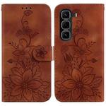 For Infinix Hot 50 Pro 4G Lily Embossed Leather Phone Case(Brown)