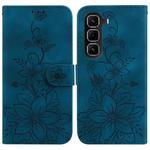 For Infinix Hot 50 Pro 4G Lily Embossed Leather Phone Case(Dark Blue)
