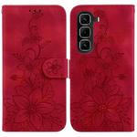 For Infinix Hot 50 Pro+ 4G Lily Embossed Leather Phone Case(Red)
