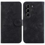 For Infinix Hot 50 Pro+ 4G Lily Embossed Leather Phone Case(Black)