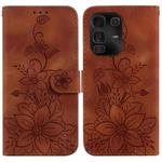 For Infinix Note 50 Pro+ Lily Embossed Leather Phone Case(Brown)