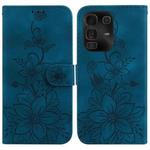 For Infinix Note 50 Pro+ Lily Embossed Leather Phone Case(Dark Blue)