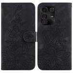 For Infinix Note 50 Pro+ Lily Embossed Leather Phone Case(Black)
