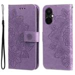 For OnePlus Nord CE3 7-petal Flowers Embossing Leather Phone Case(Light Purple)