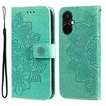 For OnePlus Nord CE3 Seven-petal Flowers Embossing Leather Phone Case(Green)