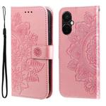 For OnePlus Nord CE3 7-petal Flowers Embossing Leather Phone Case(Rose Gold)
