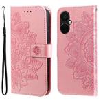 For OnePlus Nord CE3 Seven-petal Flowers Embossing Leather Phone Case(Rose Gold)