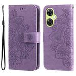 For OnePlus Nord CE 3 Lite/Nord N30 7-petal Flowers Embossing Leather Phone Case(Light Purple)