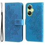 For OnePlus Nord CE 3 Lite/Nord N30 7-petal Flowers Embossing Leather Phone Case(Blue)