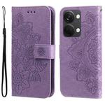 For OnePlus Nord 3/Ace 2V 7-petal Flowers Embossing Leather Phone Case(Light Purple)