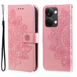 For OnePlus Nord 3/Ace 2V 7-petal Flowers Embossing Leather Phone Case(Rose Gold)