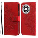 For OnePlus Ace 3 Pro Seven-petal Flowers Embossing Leather Phone Case(Red)