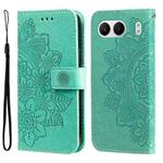 For OnePlus Nord 4 Seven-petal Flowers Embossing Leather Phone Case(Green)