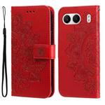 For OnePlus Nord 4 Seven-petal Flowers Embossing Leather Phone Case(Red)