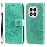 For OnePlus 13 Seven-petal Flowers Embossing Leather Phone Case(Green)