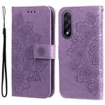 For OnePlus Ace 5 Ultra / Nord 5 Seven-petal Flowers Embossing Leather Phone Case(Light Purple)