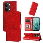 For OnePlus Nord 3/Ace 2V Embossed Sunflower Leather Phone Case(Red)