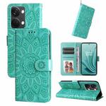 For OnePlus Nord 3 / Ace 2V Embossed Sunflower Leather Phone Case(Green)