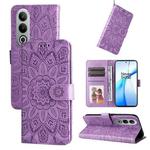 For OnePlus Nord CE4 Embossed Sunflower Leather Phone Case(Purple)