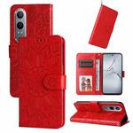 For OnePlus Nord CE4 Lite Embossed Sunflower Leather Phone Case(Red)