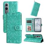 For OnePlus Nord CE4 Lite Embossed Sunflower Leather Phone Case(Green)