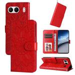 For OnePlus Nord 4 Embossed Sunflower Leather Phone Case(Red)