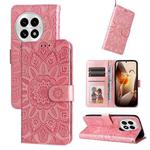 For OnePlus 13 Embossed Sunflower Leather Phone Case(Rose Gold)