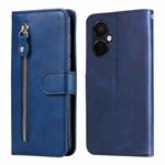 For OnePlus Nord CE3 Fashion Calf Texture Zipper Leather Phone Case(Blue)