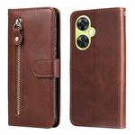 For OnePlus Nord CE 3 Lite/Nord N30 Fashion Calf Texture Zipper Leather Phone Case(Brown)