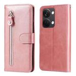 For OnePlus Nord 3/Ace 2V Fashion Calf Texture Zipper Leather Phone Case(Rose Gold)