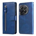 For OnePlus 12 Fashion Calf Texture Zipper Leather Phone Case(Blue)