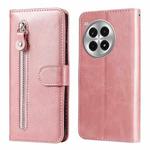 For OnePlus Ace 3 Pro Fashion Calf Texture Zipper Leather Phone Case(Rose Gold)