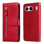 For OnePlus Nord 4 Fashion Calf Texture Zipper Leather Phone Case(Red)