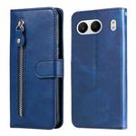 For OnePlus Nord 4 Fashion Calf Texture Zipper Leather Phone Case(Blue)