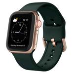 For Apple Watch Series 7 41mm Pin Buckle Silicone Watch Band(Dark Green)