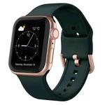 For Apple Watch Series 5 44mm Pin Buckle Silicone Watch Band(Dark Green)