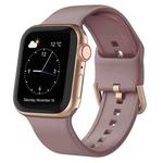For Apple Watch Series 3 38mm Pin Buckle Silicone Watch Band(Smoked Purple)