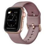 For Apple Watch Series 9 45mm Pin Buckle Silicone Watch Band(Smoked Purple)