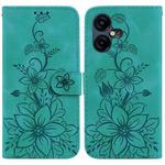For Tecno Pova Neo 3 Lily Embossed Leather Phone Case(Green)