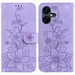 For Tecno Pova Neo 3 Lily Embossed Leather Phone Case(Purple)