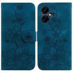 For Tecno Pova Neo 3 Lily Embossed Leather Phone Case(Dark Blue)