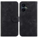 For Tecno Pova Neo 3 Lily Embossed Leather Phone Case(Black)