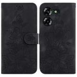 For Tecno Pova 5 Lily Embossed Leather Phone Case(Black)