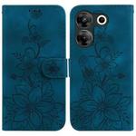 For Tecno Camon 20 Pro 5G Lily Embossed Leather Phone Case(Dark Blue)